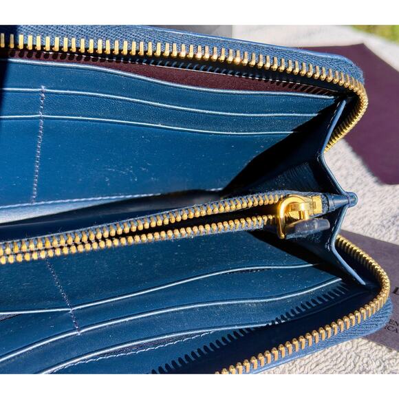 Prada Blue Saffiano Leather Zip Around Wallet | Authentic w/ Card - Picture 8 of 9